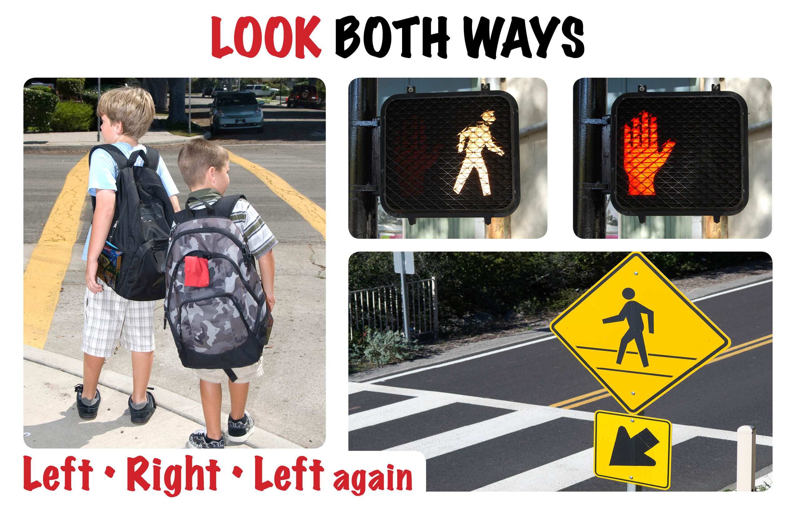 Pedestrian Safety Rules and Tips. Safe and Unsafe Street Crossing